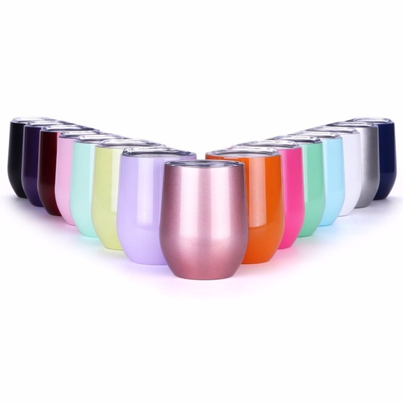 Other - 12 oz Wine Tumbler with Lid MultiColors